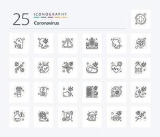 paquete de iconos de 25 líneas de coronavirus que incluye escudo. proteccion. cuidado de la salud. cuidado de la salud. tos vector