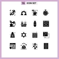 Pack of 16 creative Solid Glyphs of home release cup optimization launch Editable Vector Design Elements