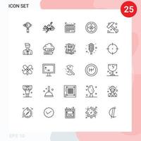 grupo de 25 líneas modernas establecidas para cazador encontrar elementos de diseño de vector editables de programación de finanzas de montaña