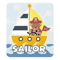 vector cute sailor bear cartoon design