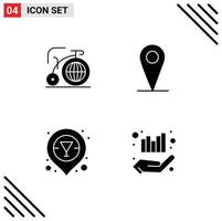 Set of 4 Modern UI Icons Symbols Signs for big vodka inspiration pin management Editable Vector Design Elements