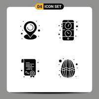 Modern Set of 4 Solid Glyphs and symbols such as location diploma app watch egg Editable Vector Design Elements