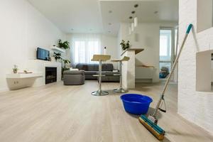 moping floor at home photo