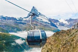 Matterhorn Lift near Zermatt, Switzerland. Swiss Alps, train and ski lift. photo