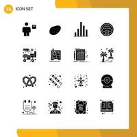 Universal Icon Symbols Group of 16 Modern Solid Glyphs of medical bed graph greek building Editable Vector Design Elements