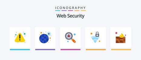 paquete de iconos flat 5 de seguridad web que incluye cortafuegos. señal. seguridad. seguridad. insecto. diseño de iconos creativos vector