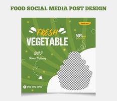 Fresh grocery organic vegetable delivery social media post template vector