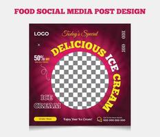 Delicious waffle cone ice cream social media post and web banner template design vector