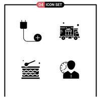 Group of 4 Solid Glyphs Signs and Symbols for add celebration devices gift delivery holiday Editable Vector Design Elements