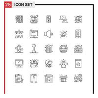 Line Pack of 25 Universal Symbols of globe laptop recycle find smartphone Editable Vector Design Elements