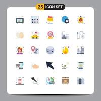 Pack of 25 Modern Flat Colors Signs and Symbols for Web Print Media such as boiled eggs notification folder bell bug Editable Vector Design Elements