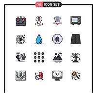 Pack of 16 Modern Flat Color Filled Lines Signs and Symbols for Web Print Media such as food safe pin money heart Editable Creative Vector Design Elements