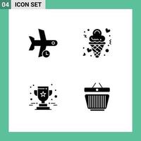 Editable Vector Line Pack of 4 Simple Solid Glyphs of delay special transport ice achievement Editable Vector Design Elements