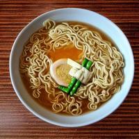 Delicious noodles. Fast food meal with appetizing pasta and chopsticks. photo