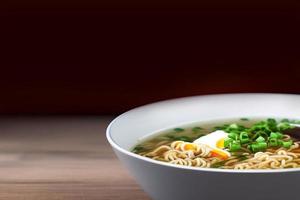 Delicious noodles. Fast food meal with appetizing pasta and chopsticks. photo