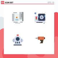 Mobile Interface Flat Icon Set of 4 Pictograms of card hydrant voucher hardware drill Editable Vector Design Elements