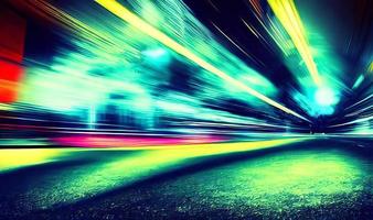 movimiento de velocidad en la carretera de noche. carretera de movimiento de tráfico de velocidad por la noche, efecto de alta velocidad. foto