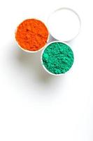 Concept for Indian Independence day and republic day, Three color in cup on white background photo