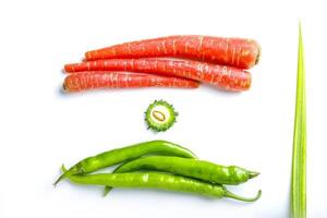 Concept for Indian Independence day and republic day,vegetable arrange on white background like indian tricolor flag. photo