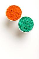 Concept for Indian Independence day and republic day, Three color in cup on white background photo