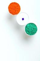 Concept for Indian Independence day and republic day, Three color in cup on white background photo