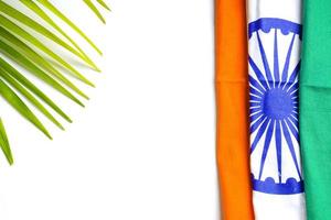 Concept for Indian Independence day and republic day, tricolor indian flag on white background photo