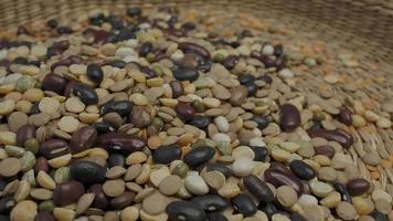 Dried legumes and cereals. Group of beans and lentils video