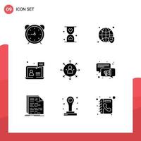 9 Creative Icons Modern Signs and Symbols of customer chat hour support security Editable Vector Design Elements