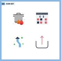 4 Flat Icon concept for Websites Mobile and Apps boil arrow cooking develop up Editable Vector Design Elements