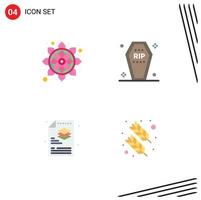 Universal Icon Symbols Group of 4 Modern Flat Icons of flower creative rangoli death file Editable Vector Design Elements