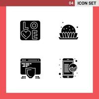 Universal Icon Symbols Group of 4 Modern Solid Glyphs of sign seo wedding pie web Editable Vector Design Elements