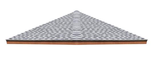 Mockup hip roof gray tile pattern isolated on white background with clipping path photo