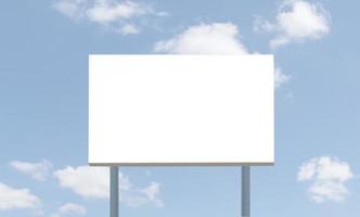 Outdoor billboard on blue sky background with white background mock up. clipping path photo