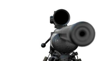 Rifle with a scope and bipod on white background with clipping path. Focus Scope photo