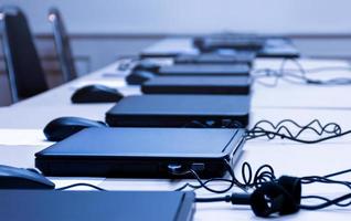 laptop arranging rows in the training room photo