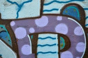 Street art. Colorful graffiti on the wall. Fragment for background. Abstract detail of a graffiti photo