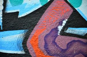 Street art. Colorful graffiti on the wall. Fragment for background. Abstract detail of a graffiti photo