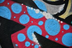 Street art. Colorful graffiti on the wall. Fragment for background. Abstract detail of a graffiti photo