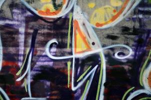 Street art. Colorful graffiti on the wall. Fragment for background. Abstract detail of a graffiti photo