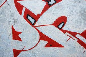 Texture of a fragment of the wall with graffiti painting, which is depicted on it. An image of a piece of graffiti drawing as a photo on street art and graffiti culture topics