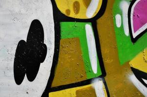 Street art. Colorful graffiti on the wall. Fragment for background. Abstract detail of a graffiti photo