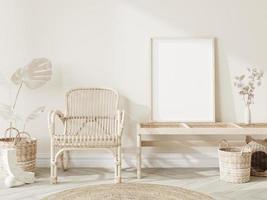 Frame and poster mockup in Boho style interior. 3d rendering, 3d illustration photo