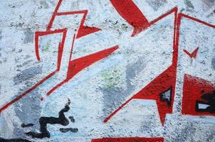 Texture of a fragment of the wall with graffiti painting, which is depicted on it. An image of a piece of graffiti drawing as a photo on street art and graffiti culture topics