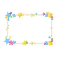 Cute colorful decorative rectangular border with star shape pattern. Photo album, picture frame, speech bubble. Isolated on white background, flat design, EPS10 vector