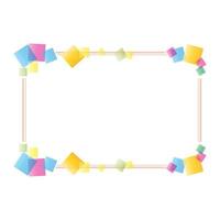 Cute colorful decorative rectangular border with square shape pattern. Photo album, picture frame, speech bubble. Isolated on white background, flat design, EPS10 vector