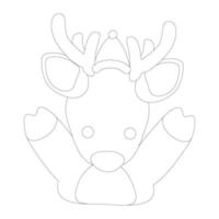 Cute Christmas reindeer waving and greeting at chimney. Isolated on white background, flat design, EPS10 vector, line art vector