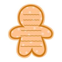 Cute Christmas gingerbread man. memo note template for text. Isolated on white background, flat design, EPS10 Vector