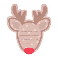 Cute Christmas reindeer face. memo note template for text. Isolated on white background, flat design, EPS10 Vector