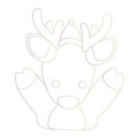 Cute Christmas reindeer waving and greeting at chimney. Isolated on white background, flat design, EPS10 vector, line art vector