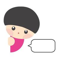 Cute boy hiding behind the wall with blank speech bubble. Kid talking with blank speech bubble. Blank speech bubble for your text. Isolated speech dialog. Vector, Illustration, EPS10 vector